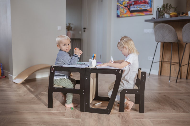 Foldable helper tower, Kitchen tower, Transformable helper tower with blackboard, Double colored image 1