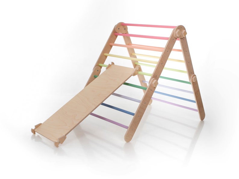 Pastel rainbow color Transformable climbing triangle, Adjustable climbing triangle, Rainbow climber, ladder climber image 7