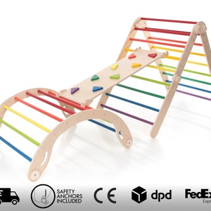 Rainbow color Transformable climbing triangle and arch, Adjustable climbing triangle, Rainbow climber, Triangle and arch set