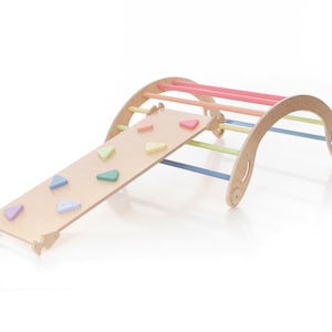 Pastel Rainbow Arch, Transformable climbing triangle and arch, Rainbow climber, Triangle and arch set