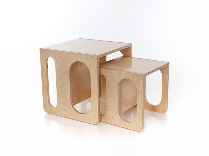 Ensemble chaise cube Montessori, ensemble table et chaise cube, table cube Montessori, meubles Montessori image 7