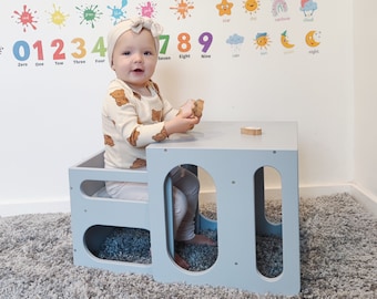 Montessori Cube Chair & Table Set: Baltic Birch Plywood Furniture