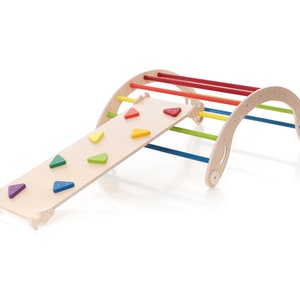 Rainbow color Transformable climbing triangle, Adjustable climbing triangle, Rainbow climber, ladder climber Arch+Ramp