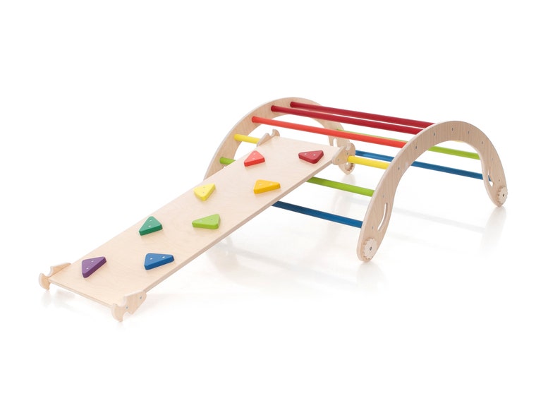 Rainbow color Transformable climbing triangle, Adjustable climbing triangle, Rainbow climber, ladder climber Arch+Ramp