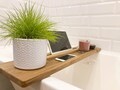 Solid Oak Wood Bath Caddy, Bathtub Tray