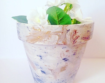 Hand Painted Terracotta Pot - Marble
