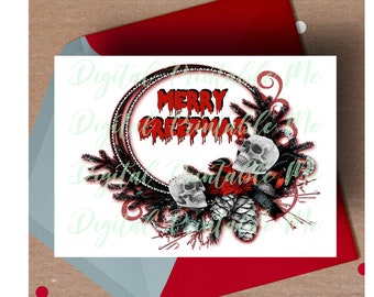 Merry Creepmas, alternative christmas, dark christmas card, gothic Christmas card, Goth card, printable card, gothic christmas