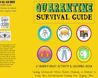 Printable Quarantine Survival Guide A Snarky Adult Activity & Coloring Book Socially Distanced Stress Relief Humor Games Instant Download