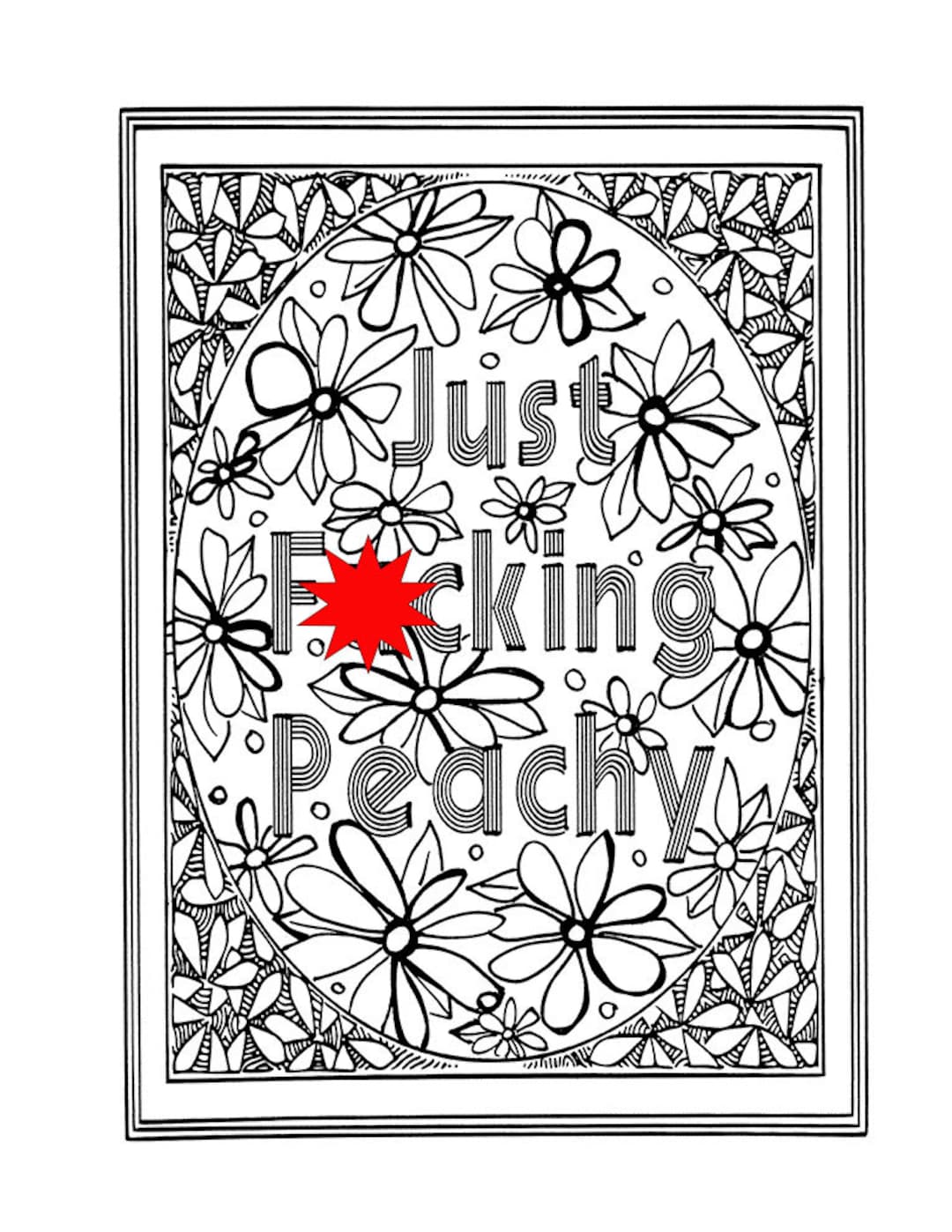 Curse Word Coloring Book Page, Printable, Sweary, Mature, Download