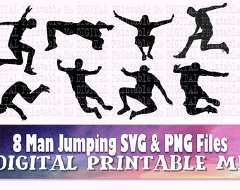 Man jumping svg, Male silhouette bundle, PNG, clip art, 8 Men images, vector, cut file boy somersault gymnast tricks