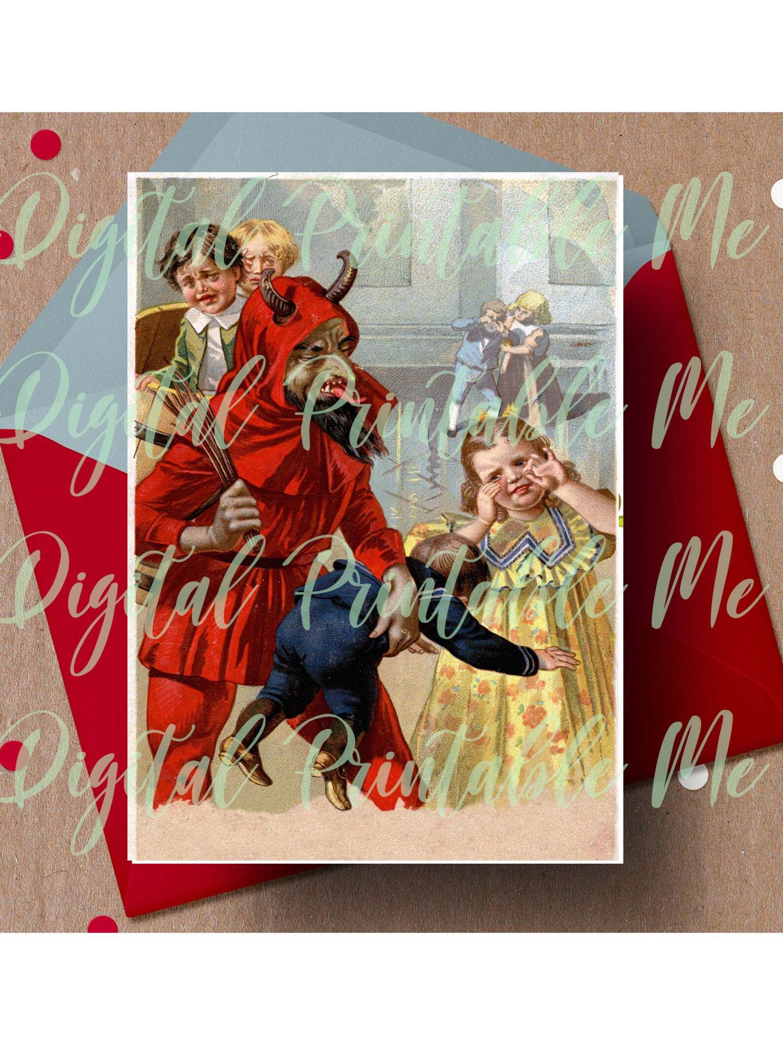 Merry Krampus Card Printable, Krampus Card, 5x7 Gruss Vom Krampus ...