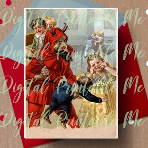 Merry Krampus Card Printable, Krampus Card, 5x7 Gruss vom Krampus Vintage Style Holiday Card, Krampuskarten, alternative, dark christmas
