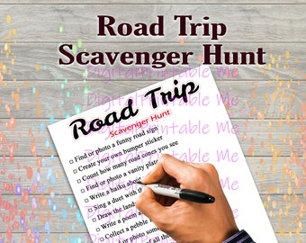 Road Trip Scavenger Hunt Printable, Kids Activity, travel game, Download, Activities Children, , car ride game selfie