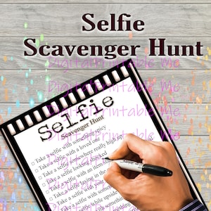 Selfie Scavenger Hunt Printable, Adult party game, Kids Activity, Game, Download, , party favor, interactive printable gift social media