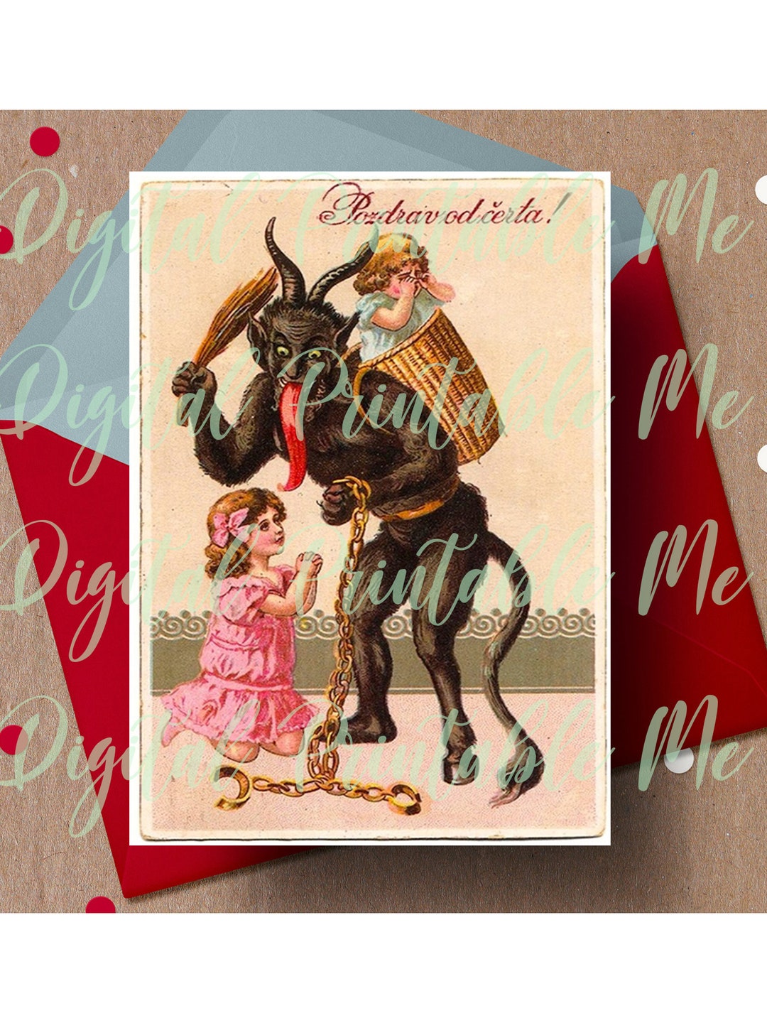 Merry Krampus Card Printable, Krampus Card, 5x7 Gruss Vom Krampus ...