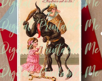 Printable Krampus Christmas Card - Etsy