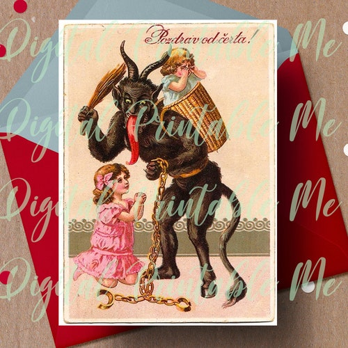 Merry Krampus Card Printable Krampus Card 5x7 Gruss Vom - Etsy