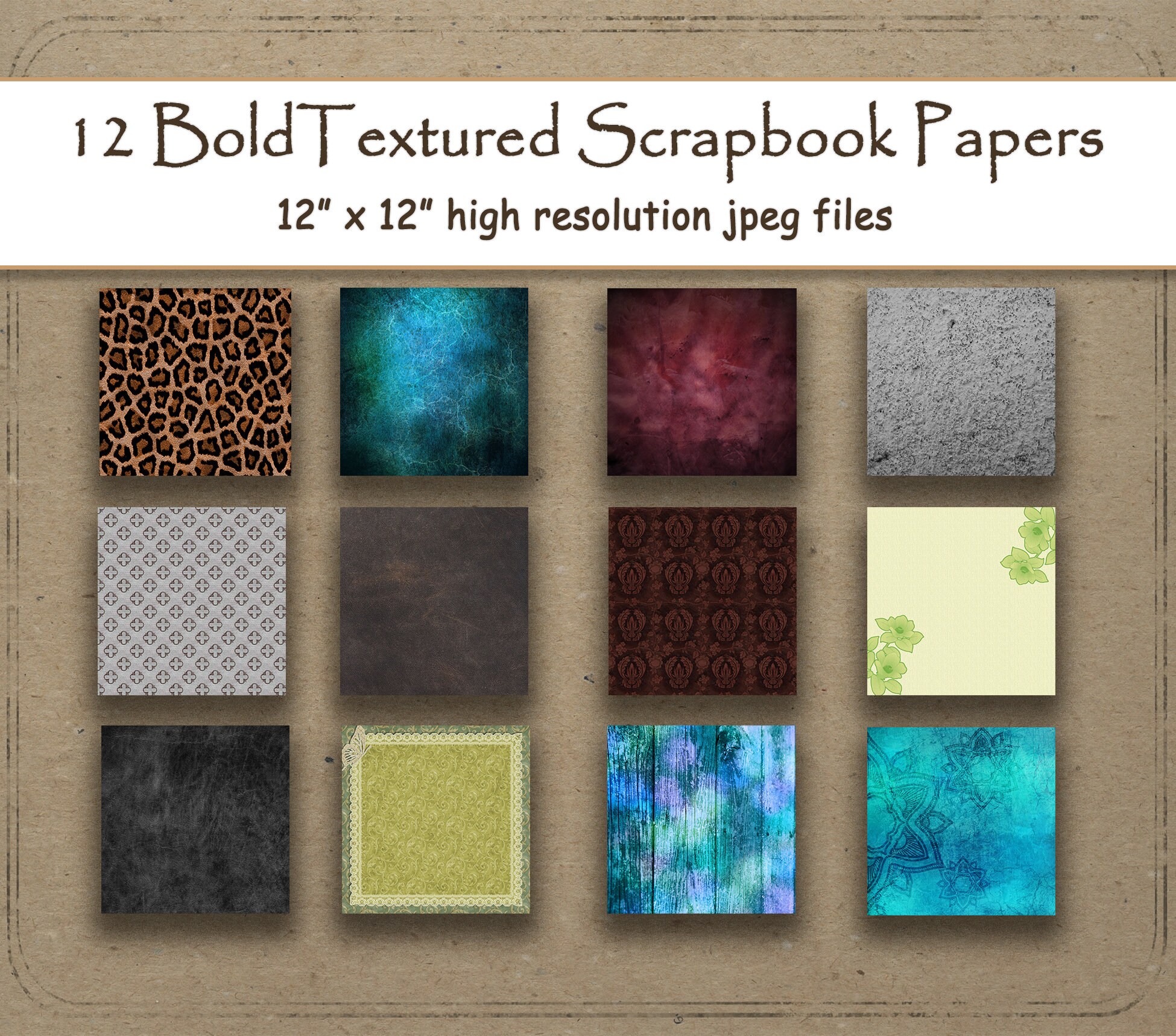 Textured Digital Paper Bold Distressed Scrapbook Paper Pages Etsy
