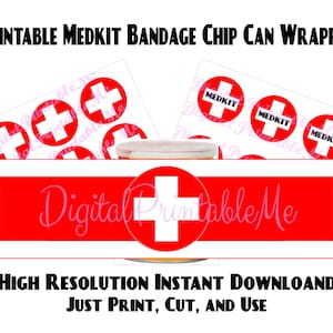 Medkit Wrappers, Health, Bandage, Printable,  Chip Can, Labels, Gamer Birthday Party Decorations video game, video game party