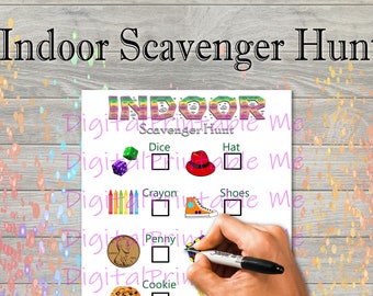 Indoor Scavenger Hunt Printable, scavenger hunt for kids, project, Inside Game, Download, Party, Activities Children, worksheet