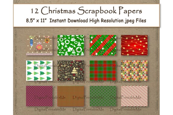 Rustic Christmas Digital Paper 12 x 12 Vintage Antique Retro shabby Texture scrapbook paper pages printable background instant download
