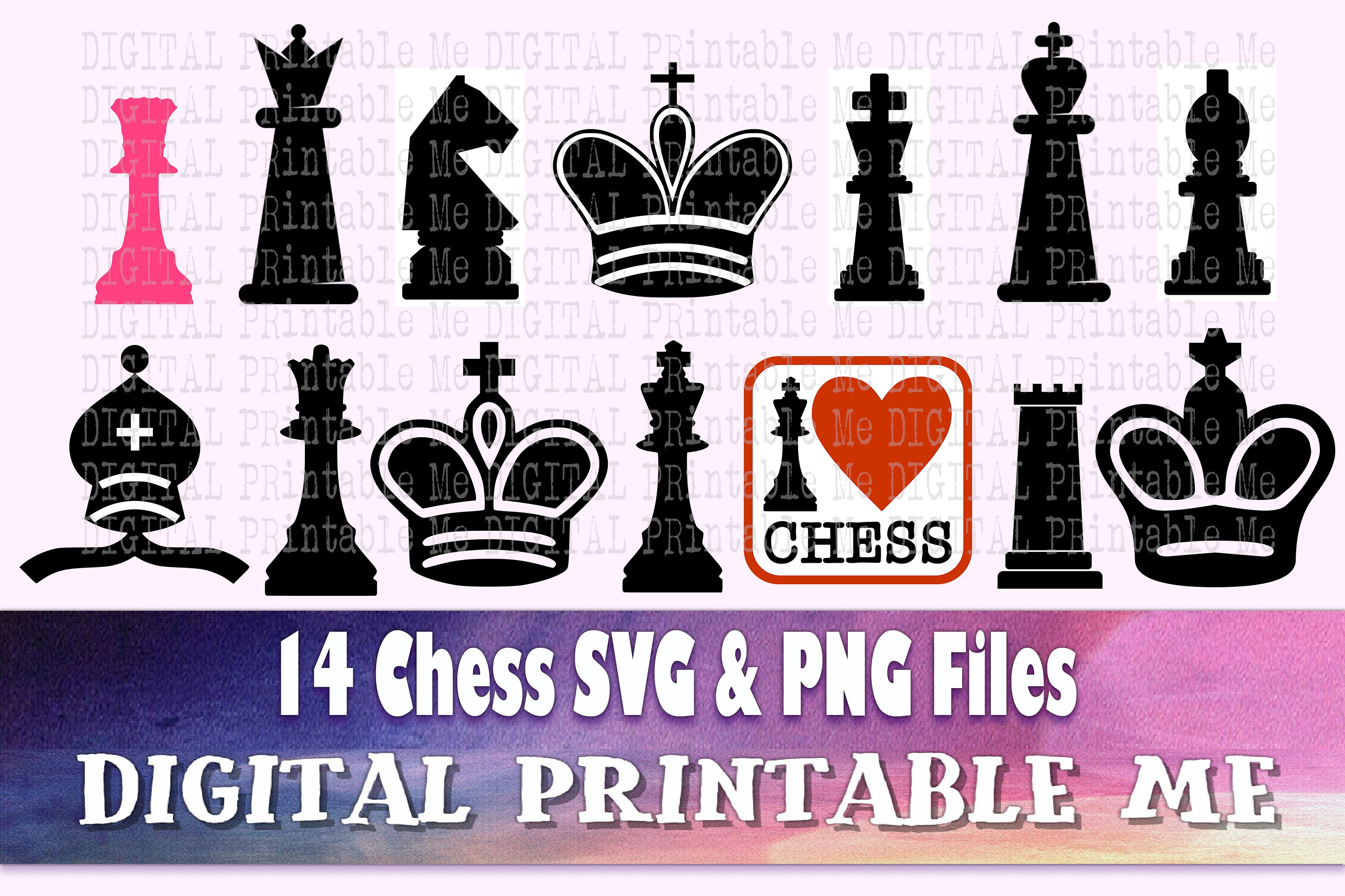 Chess svg set, silhouette bundle, PNG clip art, 16 Digital files, boar By  DigitalPrintableMe