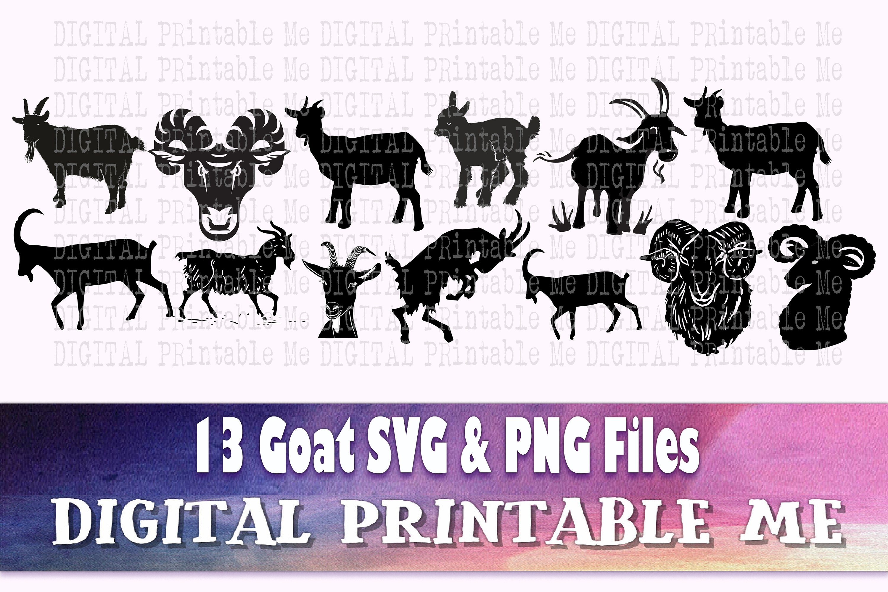 Goats SVG Head butting Goats Lamb Sheep PnG DXF EPS Cricut Silhouette Digital Cut File Clip Art