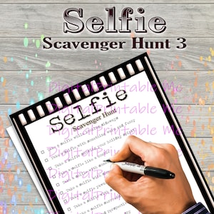 Selfie Scavenger Hunt 3 Printable, Adult party game, Kids Activity, Game, Download, party favor, interactive social media  printable gift