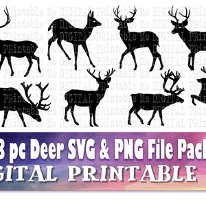 Hirsch Svg, Silhouette Bundle, PNG, ClipArt, 8 Digital,, Hirsch, Doe, Jagd, Wald Tier, Wald