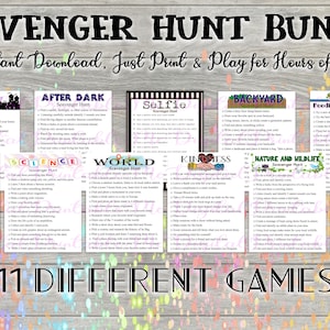 Scavenger Hunt Pack, 11 Spiele für Erwachsene, Schnitzeljagd Paket, Druckbare Kinder Aktivität, Spiel, Indoor, Social Media Last Minute Geschenk Selfie
