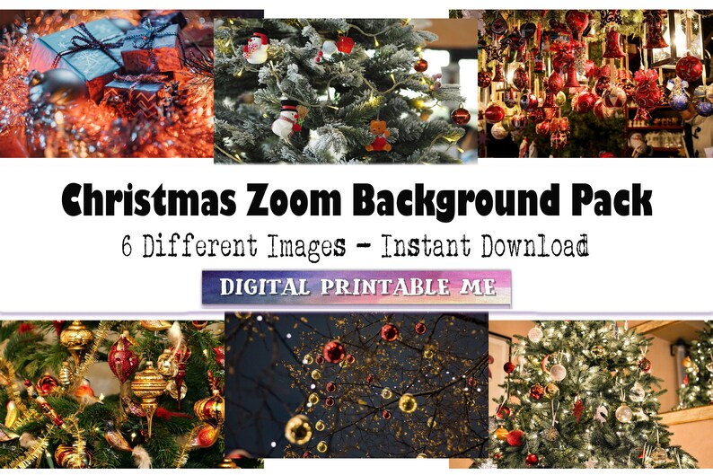 magical 6 Digital Download video conference backdrop Virtual xmas lights Christmas Zoom Background holiday tree festive winter