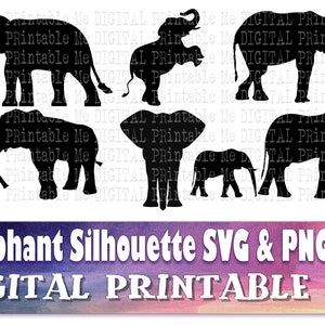 Elephant svg, silhouette bundle, PNG, clip art, 6 Digital, , animal, vector