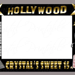 Photo Booth marco fondo telón de fondo Prop personalizado negro oro cine Hollywood 36 "x24" 48 "x 36" imprimible Descargar fiesta pdf jpeg