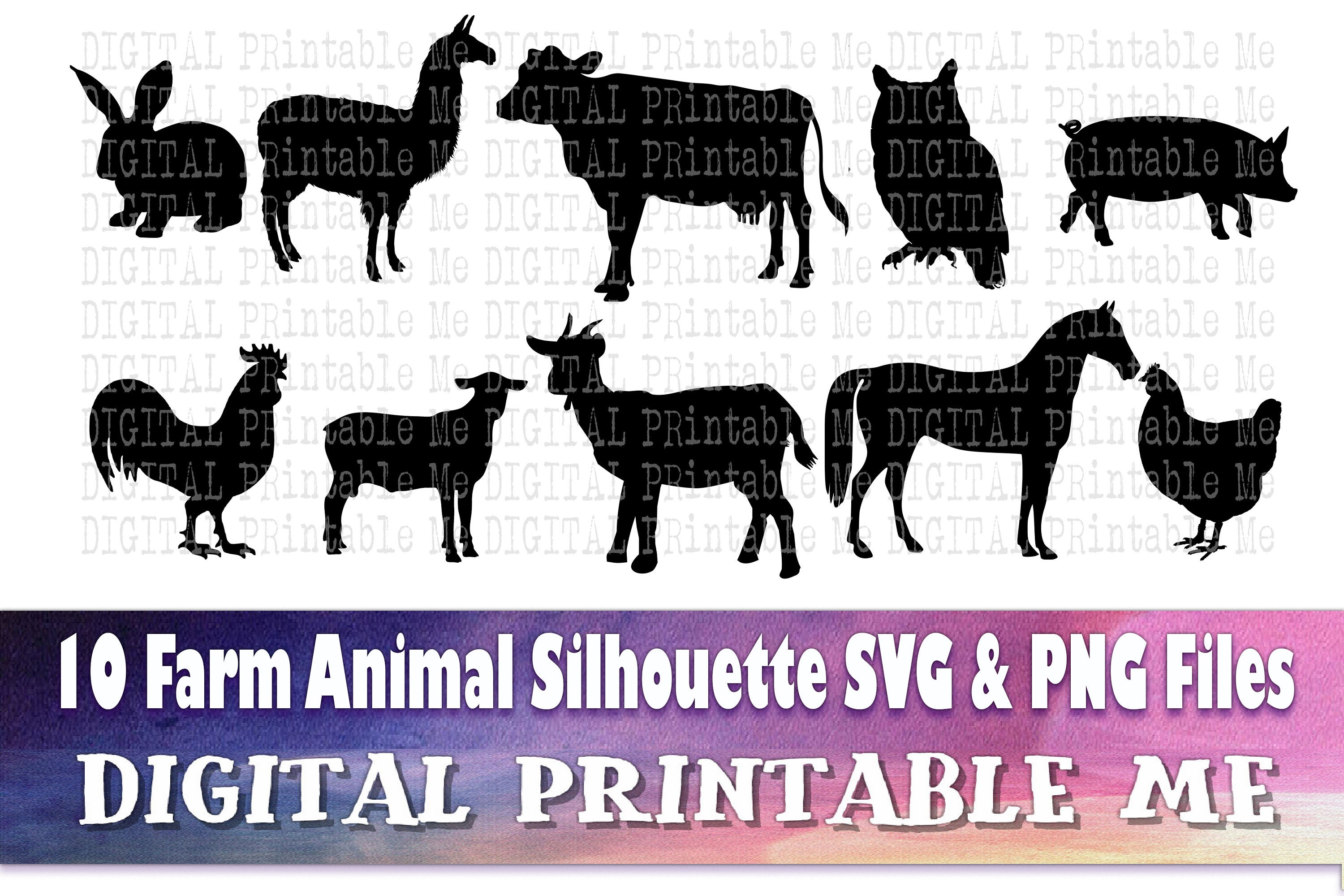 Farm Animals Svg Silhouette Bundle PNG Clip Art 10 - Etsy