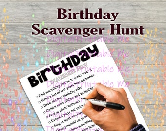 Birthday Scavenger Hunt Printable, Kids Activity, Indoor Game, outdoor, Party game, Activities Children, kids game, birthday game selfie