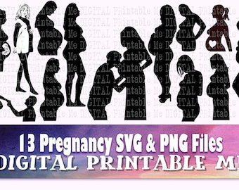 Ciąża Clip Art, pakiet svg, PNG, Cyfrowa sylwetka, wektor, sublimacja, cięcie, Macierzyństwo Dziecko, Kobieta w ciąży, oczekująca matka