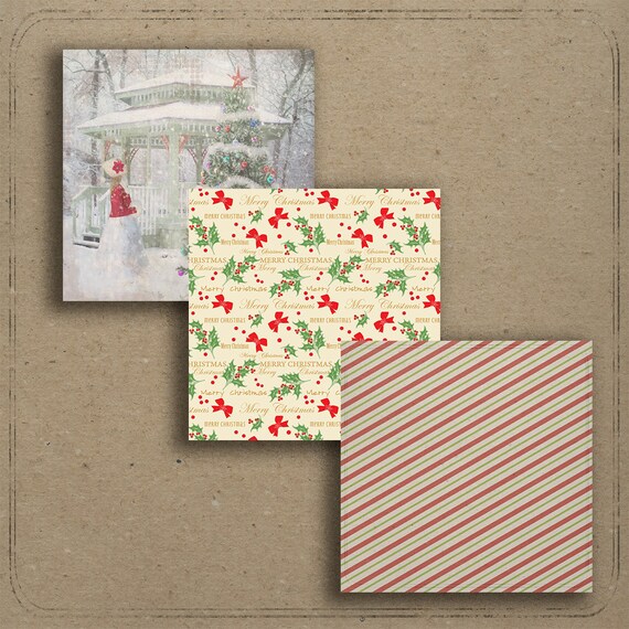 Rustic Christmas Digital Paper 12 x 12 Vintage Antique Retro shabby Texture scrapbook paper pages printable background instant download