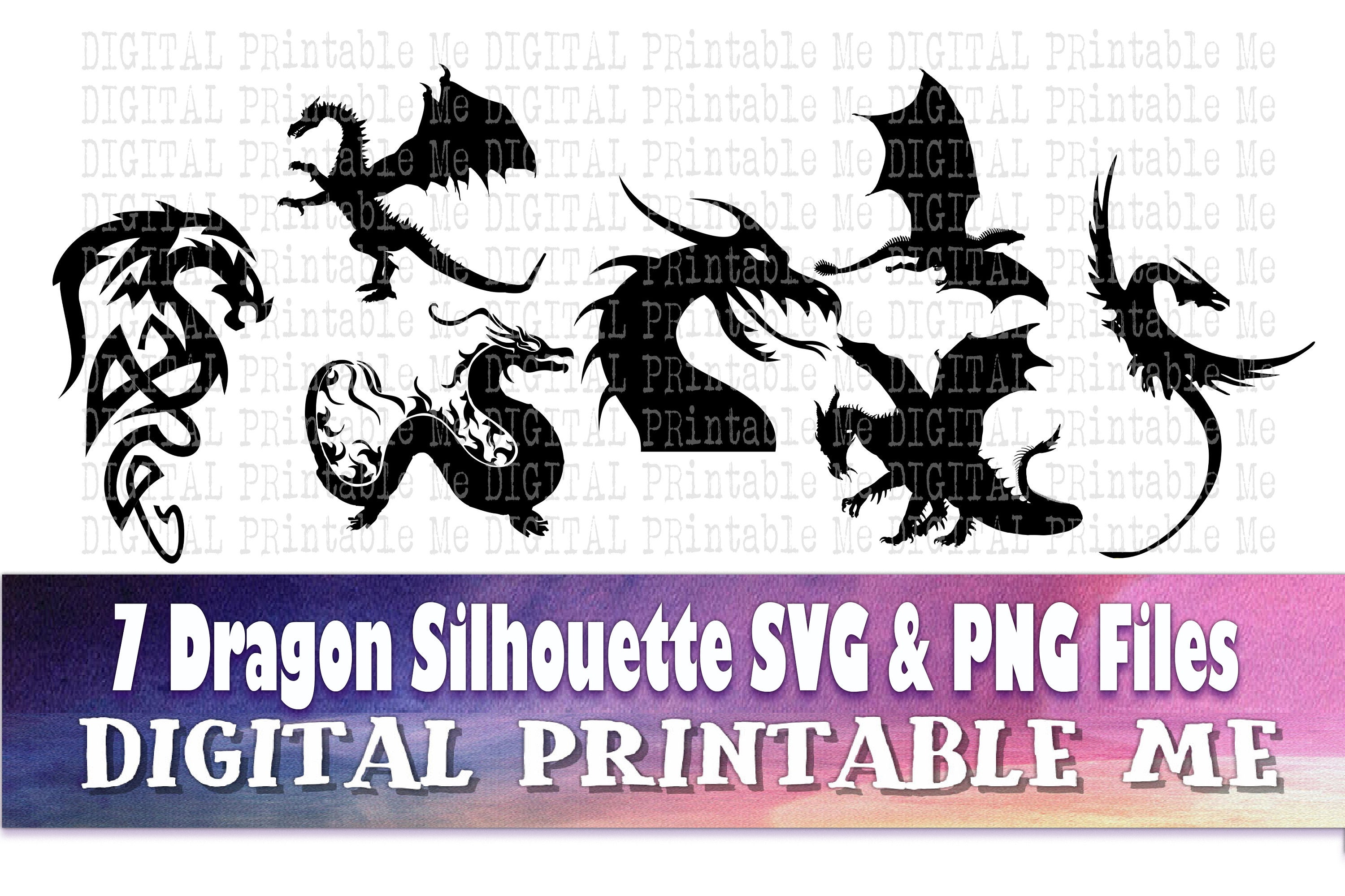 Dragon Svg Silhouette Bundle PNG Clip Art 7 Digital - Etsy
