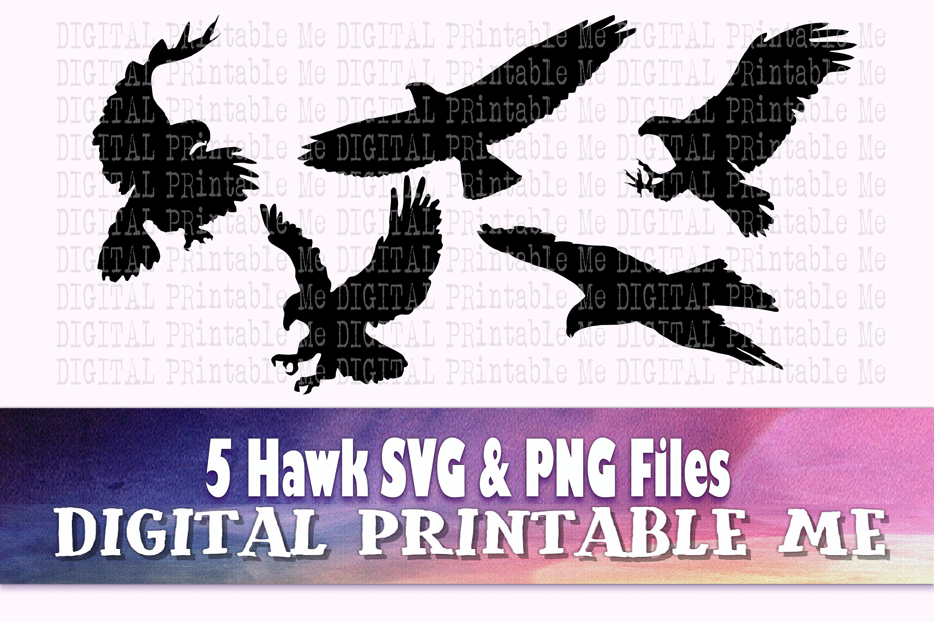 Hawk Silhouette SVG PNG Clip Art Pack 5 Images Pack | Etsy