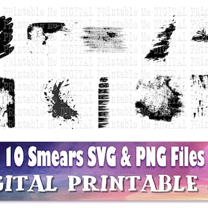 Smears Smudges Silhouette, Paint Splatter SVG bundle, PNG Clip Art Pack, 10 Images, Pack Digital, Printable vector, blood, Ink, Spray splat
