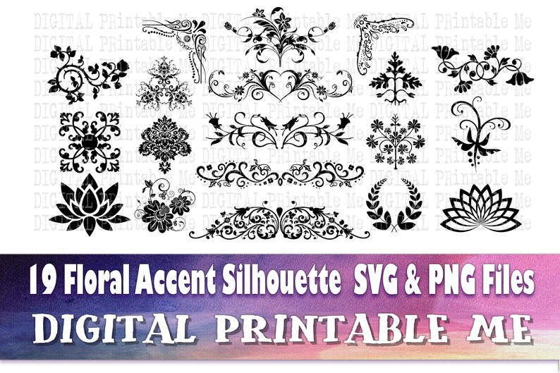 Download Floral Accent Svg Silhouette Bundle 19 Corner Divider Etsy