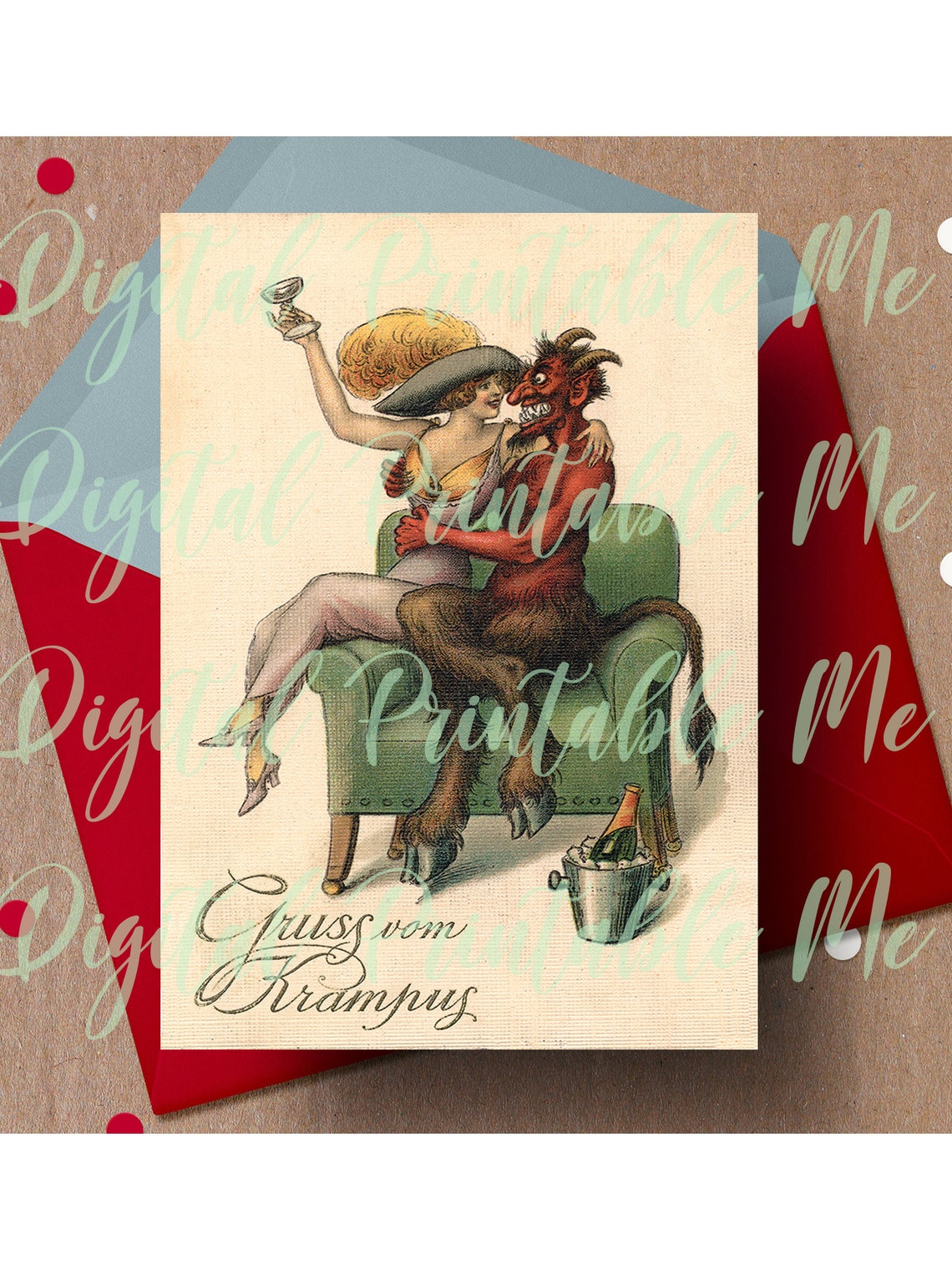 Merry Krampus Card Printable Krampus Card 5x7 Gruss Vom - Etsy