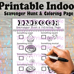 Indoor Scavenger Hunt Printable, Kids Craft, Inside Game, Coloring Page, scavenger hunt for kids, Party, winter, Activities Children selfie