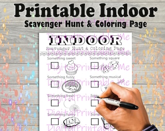 Indoor Scavenger Hunt Printable, Kids Craft, Inside Game, Coloring Page, scavenger hunt for kids, Party, winter, Activities Children selfie