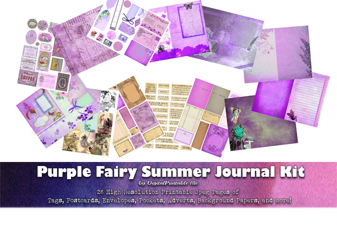 Purple Fairy Junk Journal Kit Magic Summer DIY Scrapbook - Etsy