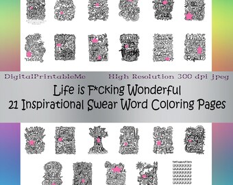 Ich schwöre Wort Malbuch, Inspirational, Printable, Instant Download, ausgereift, Fluch, fluchen Wort, Seiten, Erwachsene Färbung, schwöre Färbung