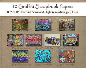 Graffiti Digital Paper Print 8.5 X 11 Texture Scrapbook Paper Pages  Printable Street Art Wall Mural Lady Graffiti Women Tag Junk Journal 