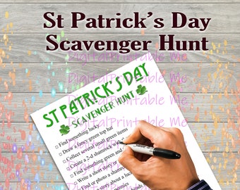 St Patrick's Day Scavenger Hunt Printable, Kids Craft, St Pattys Game, Download, Party, indoor, Activities Children, social distance