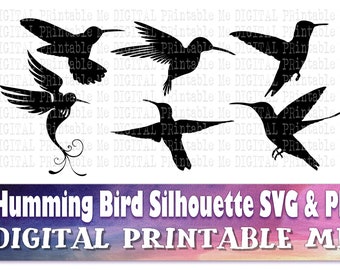 Hummingbird, Silhouette, SVG, PNG,  Clip Art Pack , 6 Images, Pack, Instant Download, Digital, Printable vector, s bundle, bird