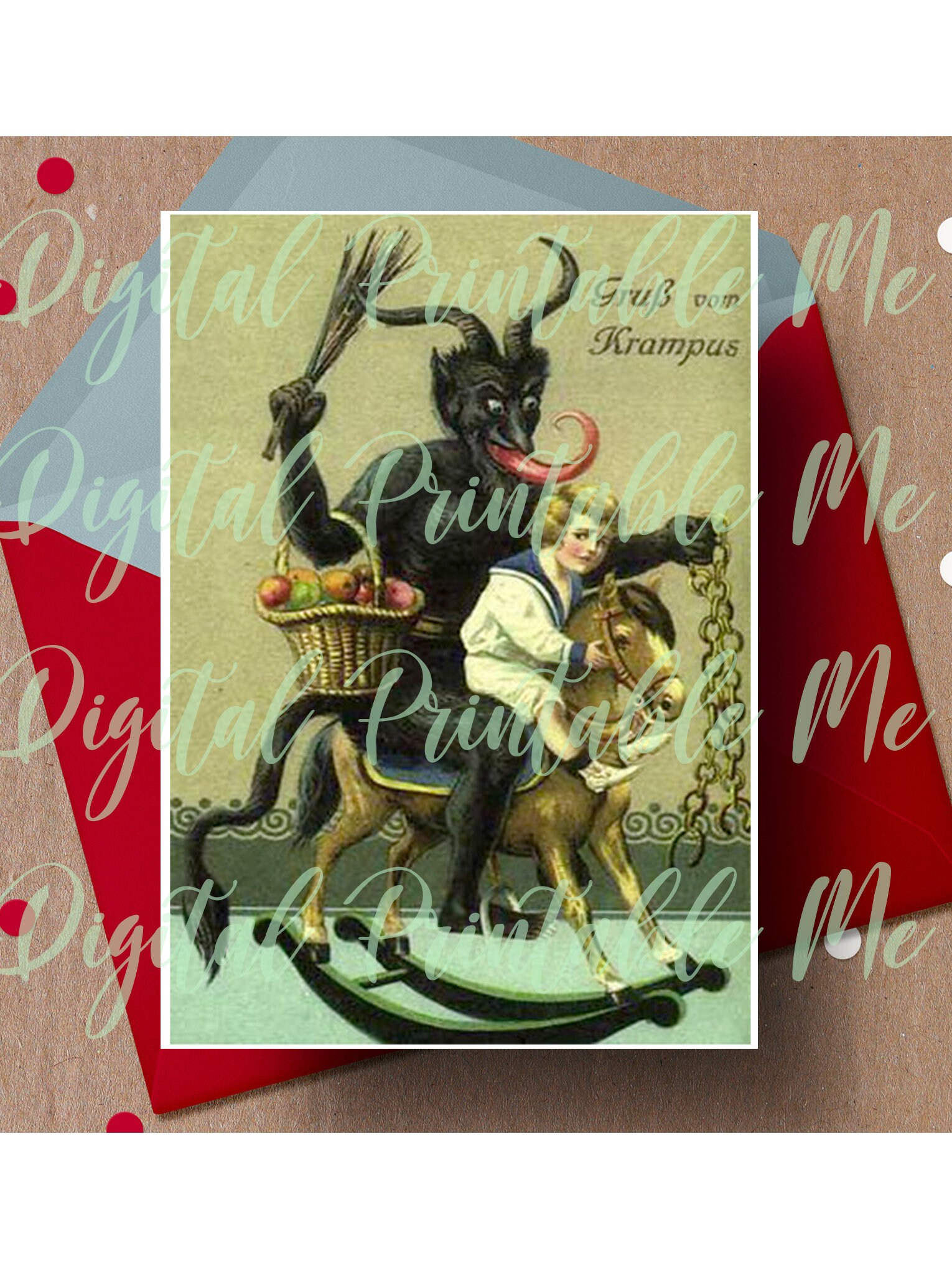 Merry Krampus Card Printable Krampus Card 5x7 Gruss Vom - Etsy